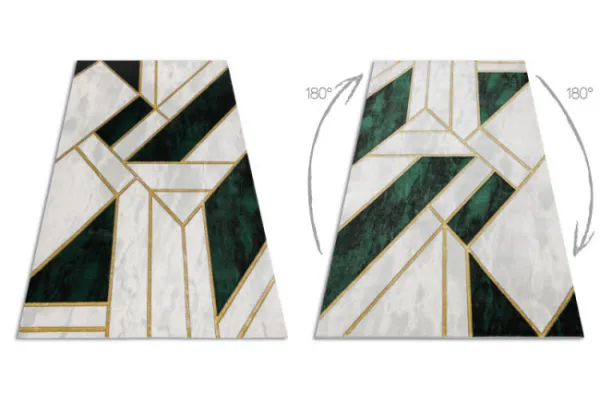 Koberec EMERALD exkluzívny 1015 glamour, styl marmur, geometrický fľaškovo zelený / zlatý