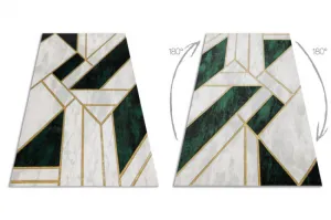 Koberec EMERALD exkluzívny 1015 glamour, styl marmur, geometrický fľaškovo zelený / zlatý