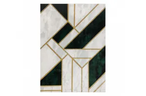Koberec EMERALD exkluzívny 1015 glamour, styl marmur, geometrický fľaškovo zelený / zlatý