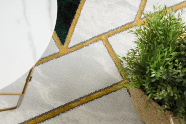 Koberec EMERALD exkluzívny 1015 glamour, styl marmur, geometrický fľaškovo zelený / zlatý