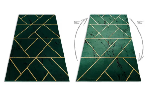 Koberec EMERALD exkluzívny 1012 glamour, styl geometrický, marmur fľaškovo zelený / zlatý