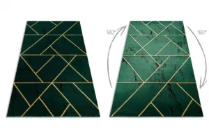 Koberec EMERALD exkluzívny 1012 glamour, styl geometrický, marmur fľaškovo zelený / zlatý