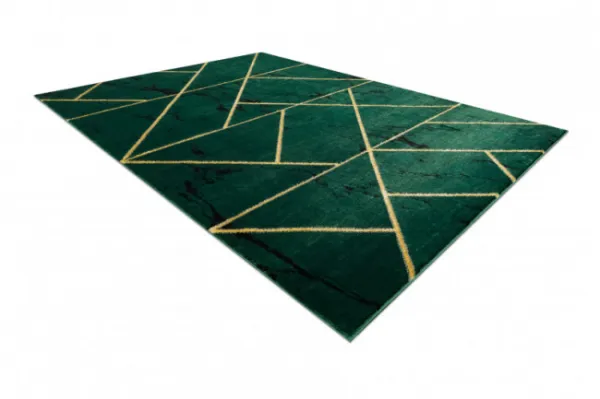 Koberec EMERALD exkluzívny 1012 glamour, styl geometrický, marmur fľaškovo zelený / zlatý
