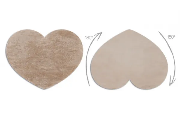 Koberec protišmykový SHAPE 3105 Srdce Shaggy - camel, béžový plyš
