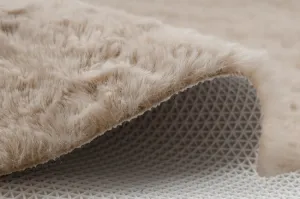 Koberec protišmykový SHAPE 3106 Kvietok Shaggy - camel, béžový plyš