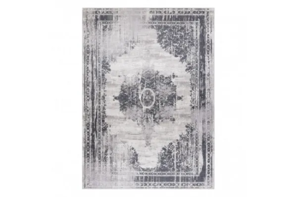 Koberec protišmykový ANDRE 1187 Ornament, vintage - čierny / biely