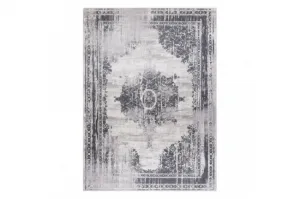 Koberec protišmykový ANDRE 1187 Ornament, vintage - čierny / biely
