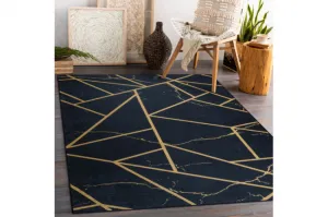 Koberec protišmykový ANDRE 1222 Marmur, geometrický - čierny