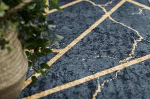 Koberec protišmykový ANDRE 1222 Marmur, geometrický - čierny