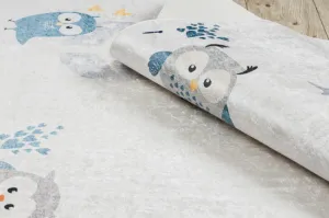 Koberec protišmykový BAMBINO 1161 Sovy, sovy pre deti - sivý