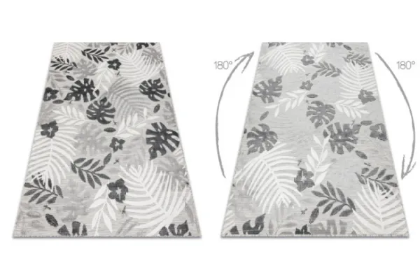 Koberec štrukturálny BOTANIC 65245 Listy Monstera - sivý
