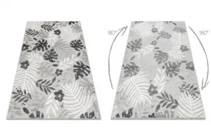 Koberec štrukturálny BOTANIC 65245 Listy Monstera - sivý