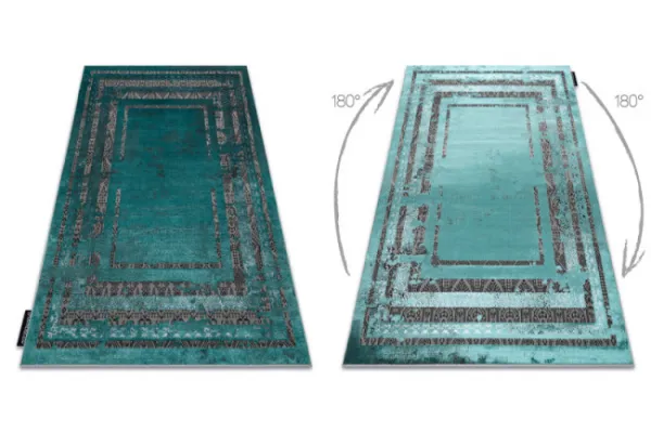 Koberec DE LUXE 1516 Ramka vintage - štrukturálny - zelený / antracit