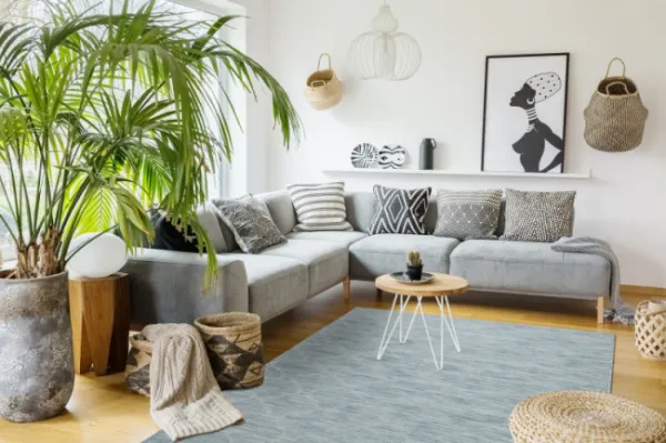 Koberec šnúrkový SIZAL PATIO ploské tkanie 3069 koniczyna marokánska  - morsky modrý