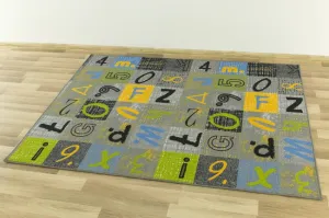 Detský koberec Blackboard sivý / viacfarebný