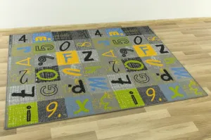 Detský koberec Blackboard sivý / viacfarebný