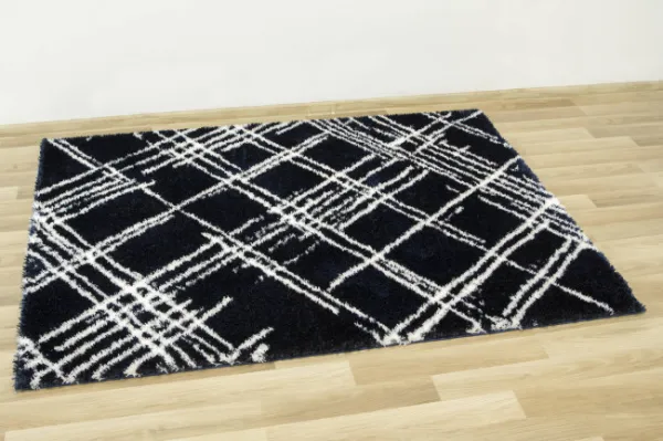 Koberec Boho 668 Romby Kreski tmavomodrý / krémový