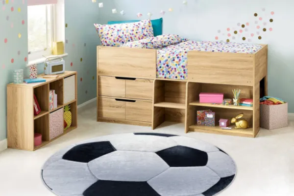 Detský koberec protišmykový BAMBINO 2139 Lopta, čierny / biely