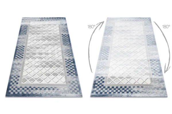 Koberec AKRYL VALS 103 Geometricky ramka 3D sivý / slonia kosť