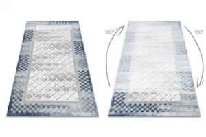 Koberec AKRYL VALS 103 Geometricky ramka 3D sivý / slonia kosť