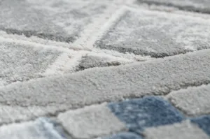 Koberec AKRYL VALS 103 Geometricky ramka 3D sivý / slonia kosť