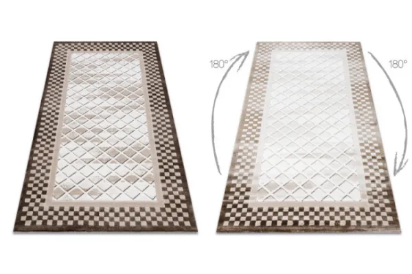 Koberec AKRYL VALS 103 Geometricky ramka 3D , béžový / slonia kosť