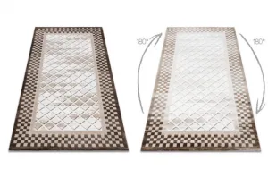 Koberec AKRYL VALS 103 Geometricky ramka 3D , béžový / slonia kosť