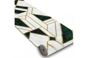 Behúň EMERALD exkluzívny 1015 glamour, marmur, geometrický zelený/zlatý