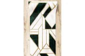 Behúň EMERALD exkluzívny 1015 glamour, marmur, geometrický zelený/zlatý