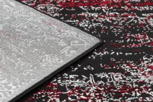Koberec VINCI 1524 Ornament vintage - štrukturálny - antracitový / červený