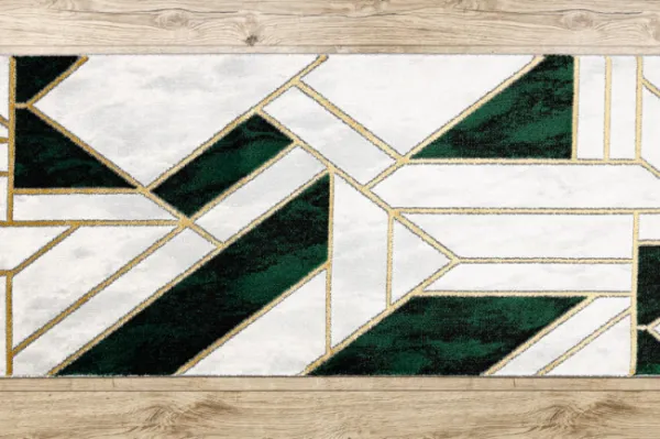 Behúň EMERALD exkluzívny 1015 glamour, marmur, geometrický zelený/zlatý