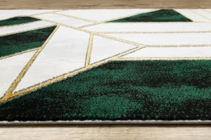 Behúň EMERALD exkluzívny 1015 glamour, marmur, geometrický zelený/zlatý