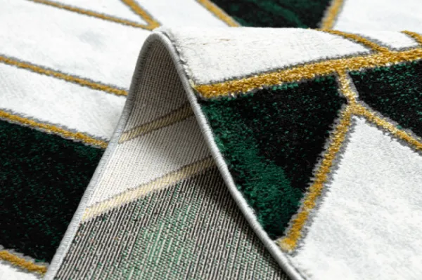 Behúň EMERALD exkluzívny 1015 glamour, marmur, geometrický zelený/zlatý