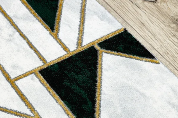Behúň EMERALD exkluzívny 1015 glamour, marmur, geometrický zelený/zlatý