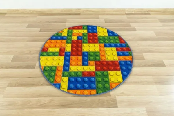 Detský koberec kocky lego viacfarebný kruh