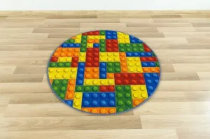 Detský koberec kocky lego viacfarebný kruh