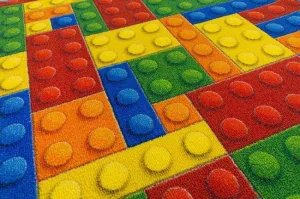 Detský koberec kocky lego viacfarebný kruh
