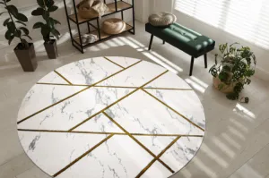 Koberec EMERALD exkluzívny 1012 kruh - glamour, marmur, geometrický krémový/zlatý