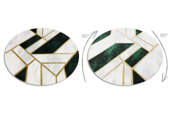 Koberec EMERALD exkluzívny 1015 kruh - glamour, marmur, geometrický zelený/zlatý