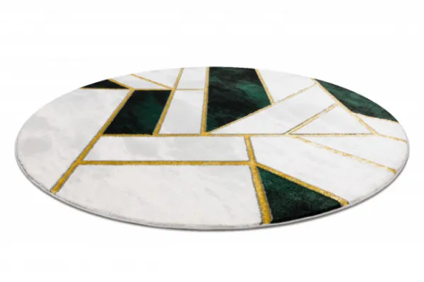 Koberec EMERALD exkluzívny 1015 kruh - glamour, marmur, geometrický zelený/zlatý