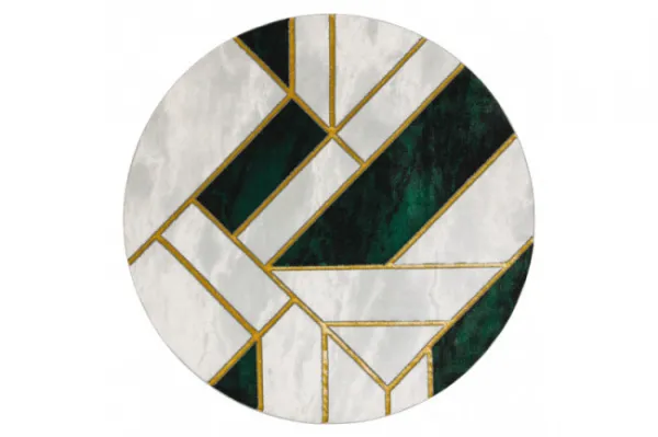 Koberec EMERALD exkluzívny 1015 kruh - glamour, marmur, geometrický zelený/zlatý