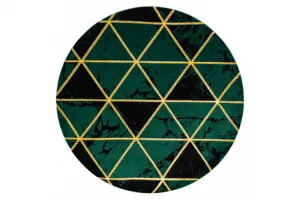 Koberec EMERALD exkluzívny 1020 kruh - glamour, marmur, trojuholníky zelený/zlatý
