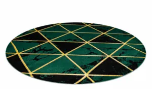 Koberec EMERALD exkluzívny 1020 kruh - glamour, marmur, trojuholníky zelený/zlatý