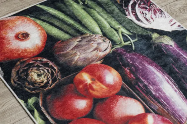 Koberec/ behúň protišmykový ANDRE 1711 Ovocie a zelenina, do kuchyne - zelený