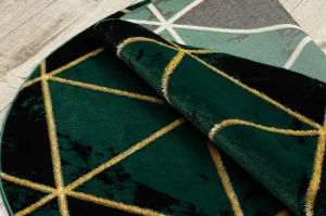 Koberec EMERALD exkluzívny 1020 kruh - glamour, marmur, trojuholníky zelený/zlatý