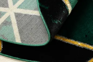Koberec EMERALD exkluzívny 1020 kruh - glamour, marmur, trojuholníky zelený/zlatý