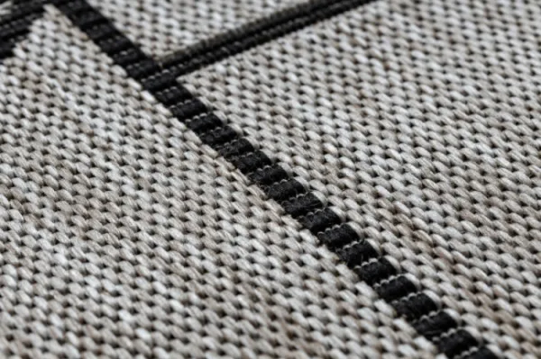 Koberec SIZAL FLOORLUX 20605 geometrický trojuholník - strieborný / čierny