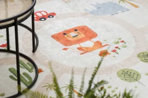 Koberec protišmykový BAMBINO 1165 Zoo, pre deti - béžový