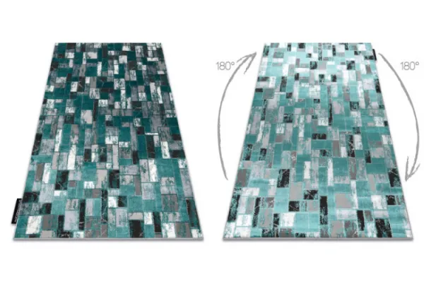 Koberec DE LUXE 6768 Geometrický - štrukturálny - zelený / antracit
