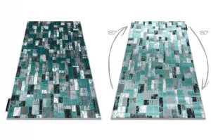 Koberec DE LUXE 6768 Geometrický - štrukturálny - zelený / antracit
